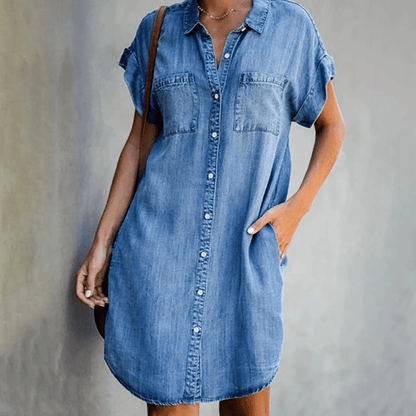 Damen Jeanshemdkleid Blau Größe M Baumwolle-1