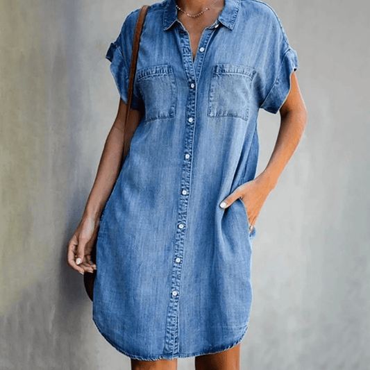 Damen Jeanshemdkleid Blau Größe M Baumwolle-1