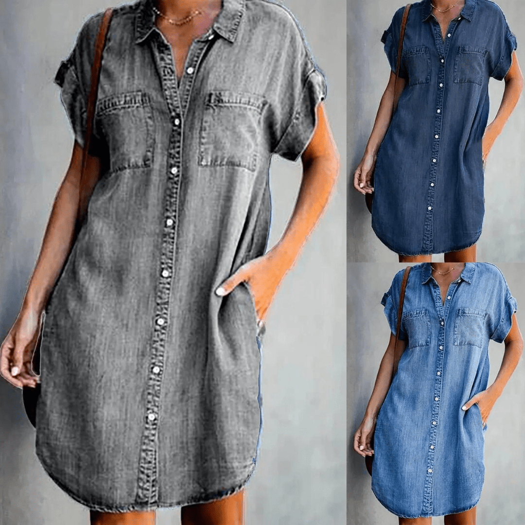 Damen Jeanshemdkleid Blau Größe M Baumwolle-2