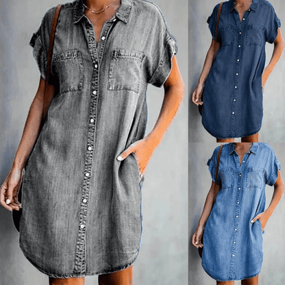 Damen Jeanshemdkleid Blau Größe M Baumwolle-2