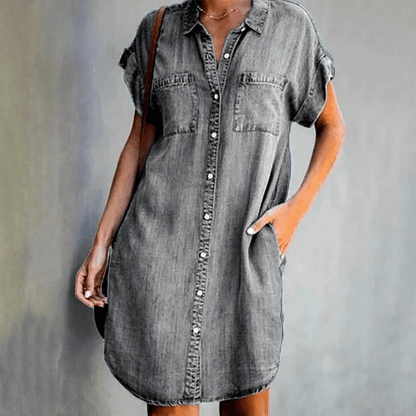 Damen Jeanshemdkleid Blau Größe M Baumwolle-3