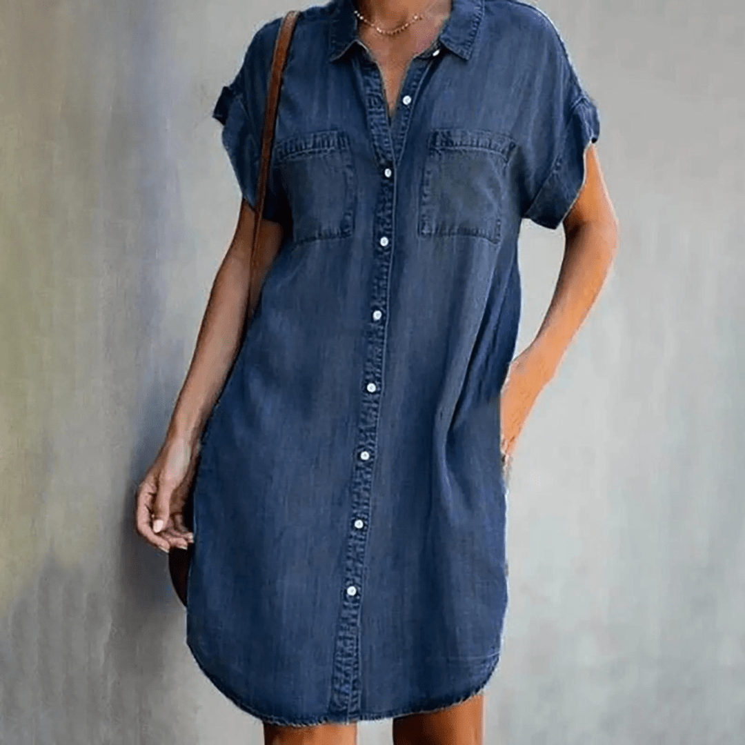 Damen Jeanshemdkleid Blau Größe M Baumwolle-5