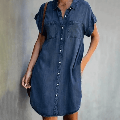 Damen Jeanshemdkleid Blau Größe M Baumwolle-5