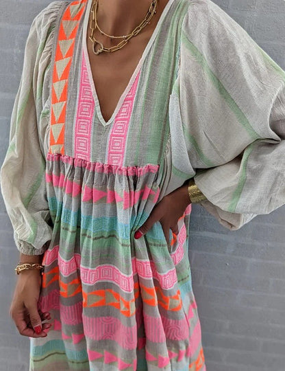 Damen Kleid Bunt Größe M Leicht Baumwolle Sommerkleid-4