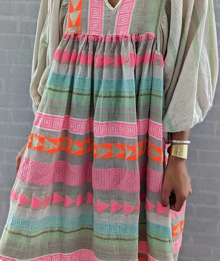 Damen Kleid Bunt Größe M Leicht Baumwolle Sommerkleid-5