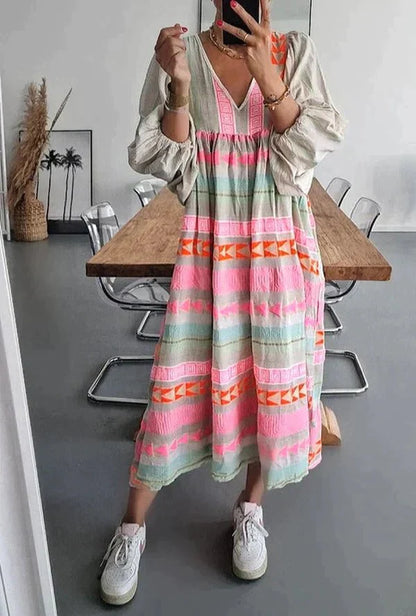 Damen Kleid Bunt Größe M Leicht Baumwolle Sommerkleid-3