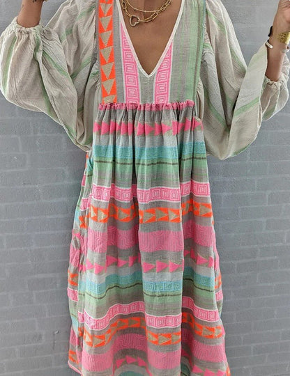 Damen Kleid Bunt Größe M Leicht Baumwolle Sommerkleid-2
