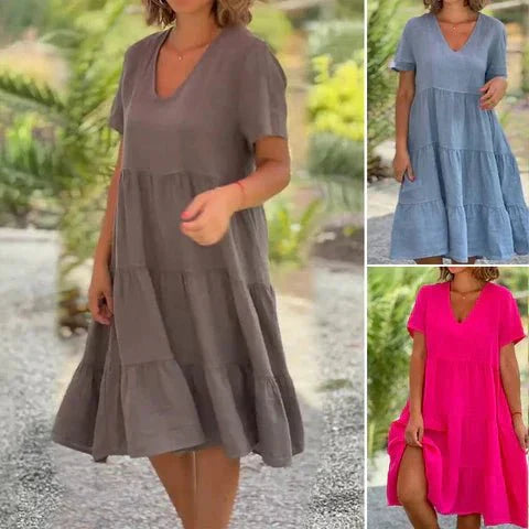 Damen Midikleid Blau Größe M Atmungsaktiv V-Ausschnitt-5