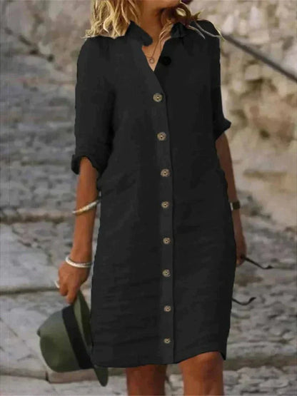 Damen Sommerkleid Blau Größe M Leichtes Material mit Knopfverschluss-2