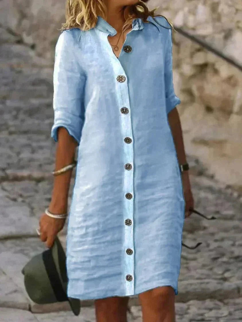 Variant image for Damen Sommerkleid Blau Größe M Leichtes Material mit Knopfverschluss-23
