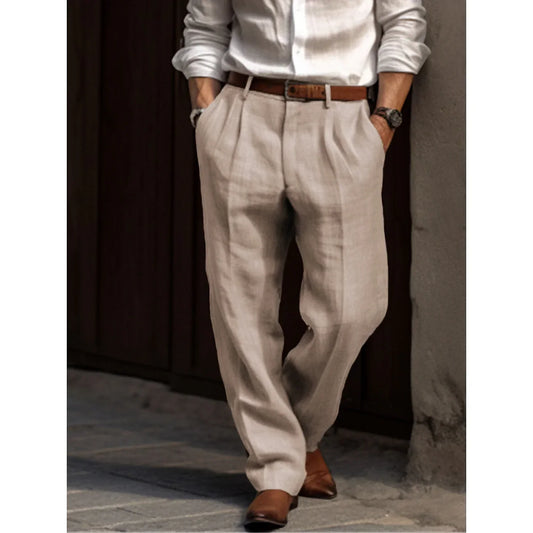 Pleated men's linen trousers | Classic, breathable & versatile