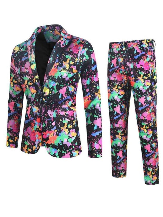 Eleganter Herrenanzug 3-teilig Mit Bedrucktem Blazer Für Hochzeit & Events-1