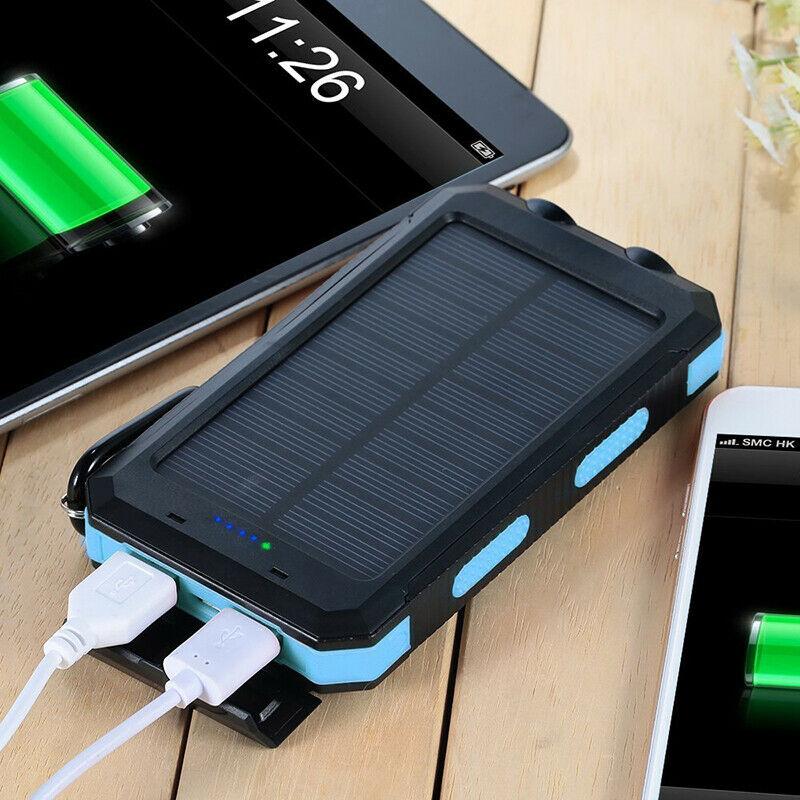 High-performance solar power bank – 500000mAh waterproof charger with dual USB and integrated flashlight