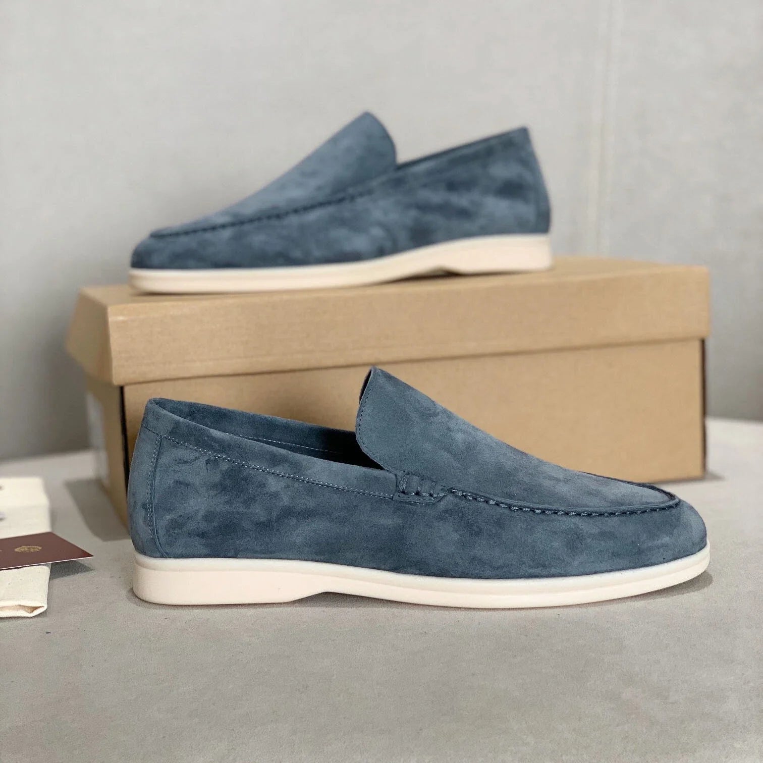 Herren Slipper Beige Größe 42 Wildleder Atmungsaktiv Schlupfschuhe für Sommer-6
