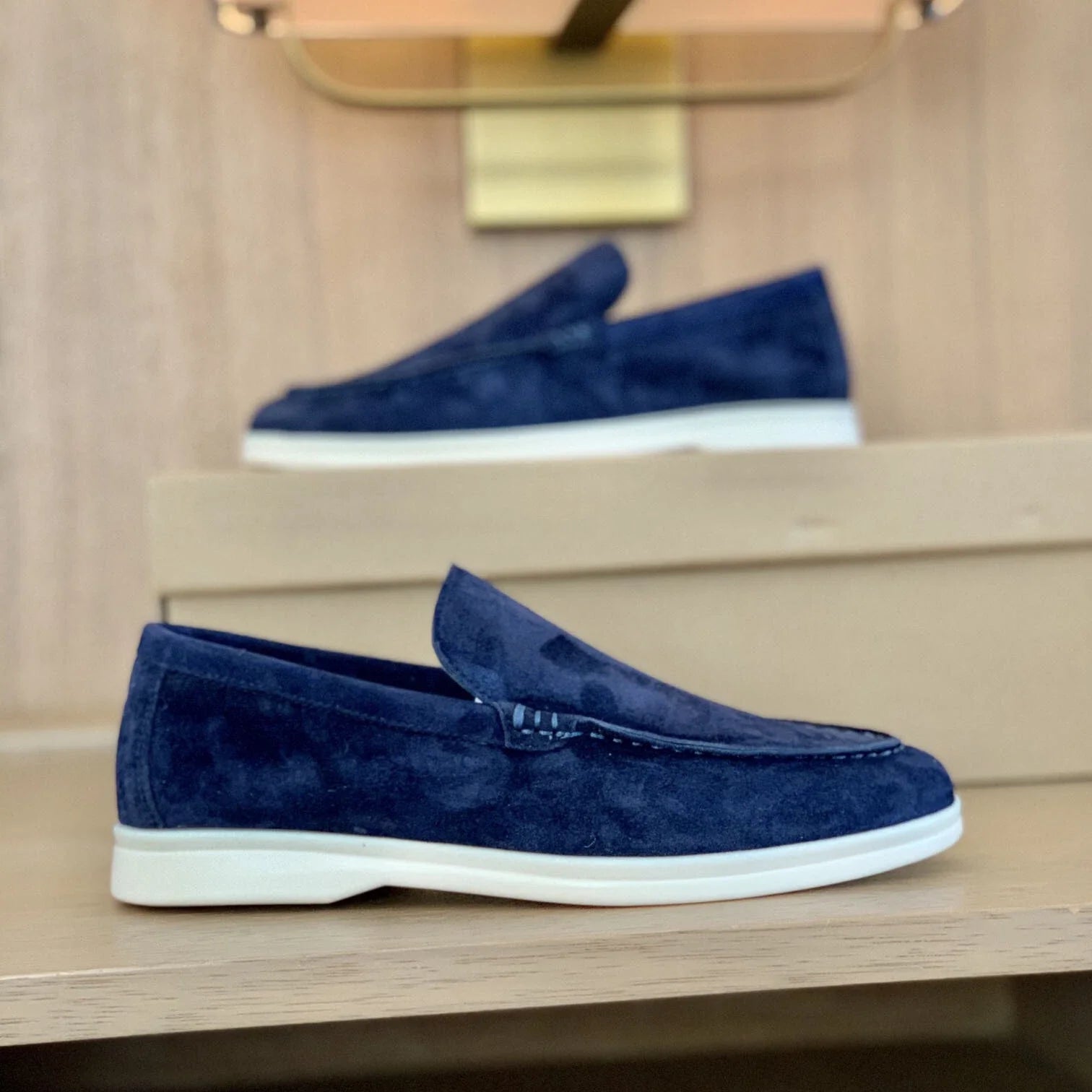 Herren Slipper Beige Größe 42 Wildleder Atmungsaktiv Schlupfschuhe für Sommer-4