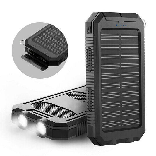 500000mAh Wasserdichte Solar-Powerbank mit Dual-USB-Anschlüssen und LED-Taschenlampe – Perfektes Ladegerät für unterwegs