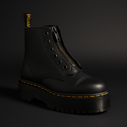 Women's ankle boots black elegant design durable leather