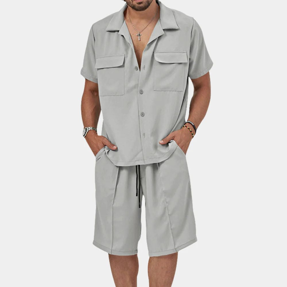 Variant image for Herren Set Beige Größe M Leinen Atmungsaktiv Sommer Fashion-1