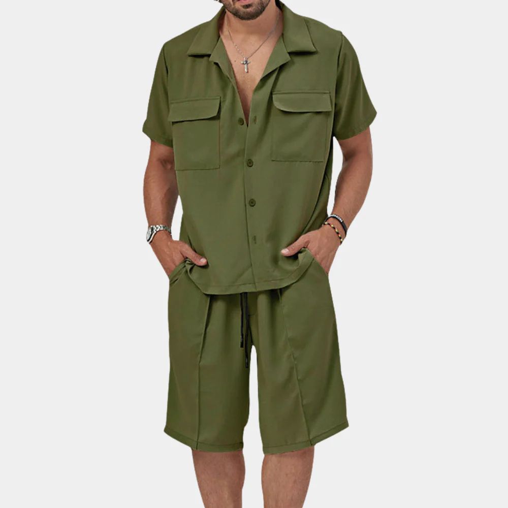 Variant image for Herren Set Beige Größe M Leinen Atmungsaktiv Sommer Fashion-21