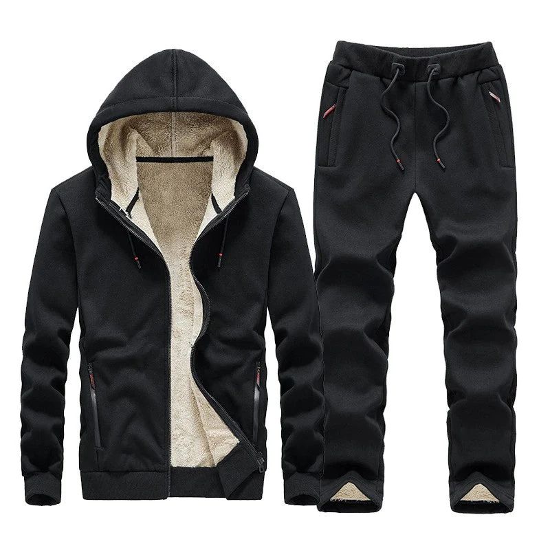 Herren Trainingsanzug Blau Größe L Fleece-2