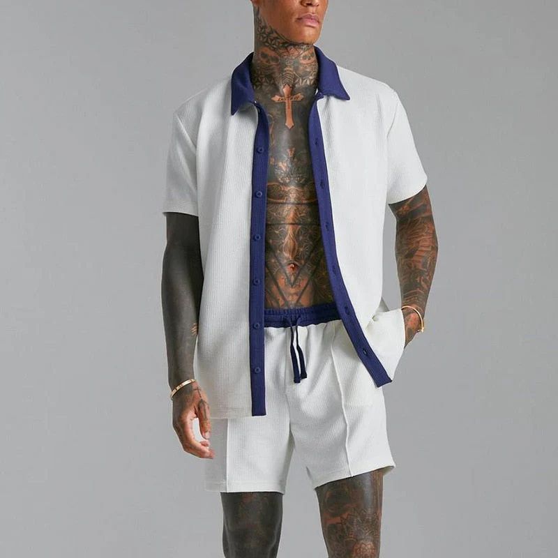 Variant image for Herren Set Blau Größe M Baumwolle – Trendy Sommer Outfit für Männer-1