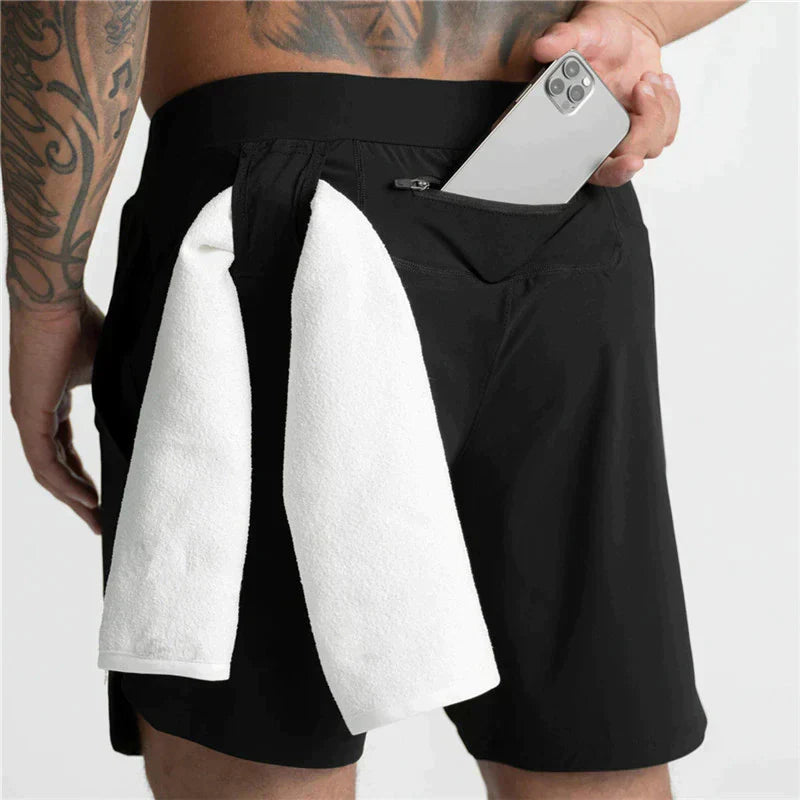 Herren Sportshorts Atmungsaktiv Leicht Mit Reißverschlussfächern Elastischer Bund-5