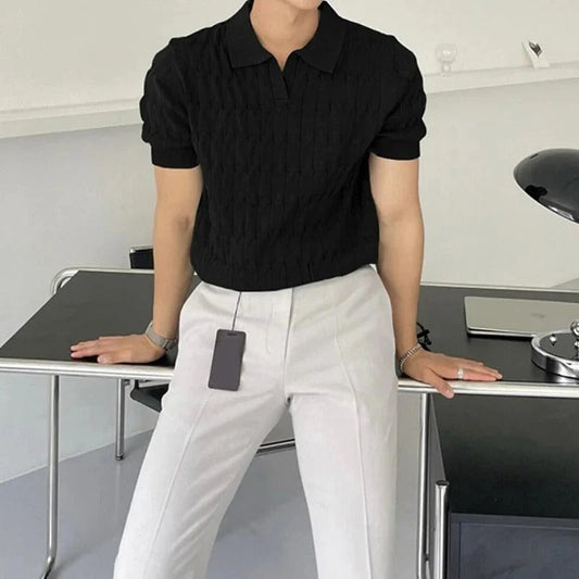 Herren Polohemd Blau Größe M Polyester Atmungsaktiv Casual-1