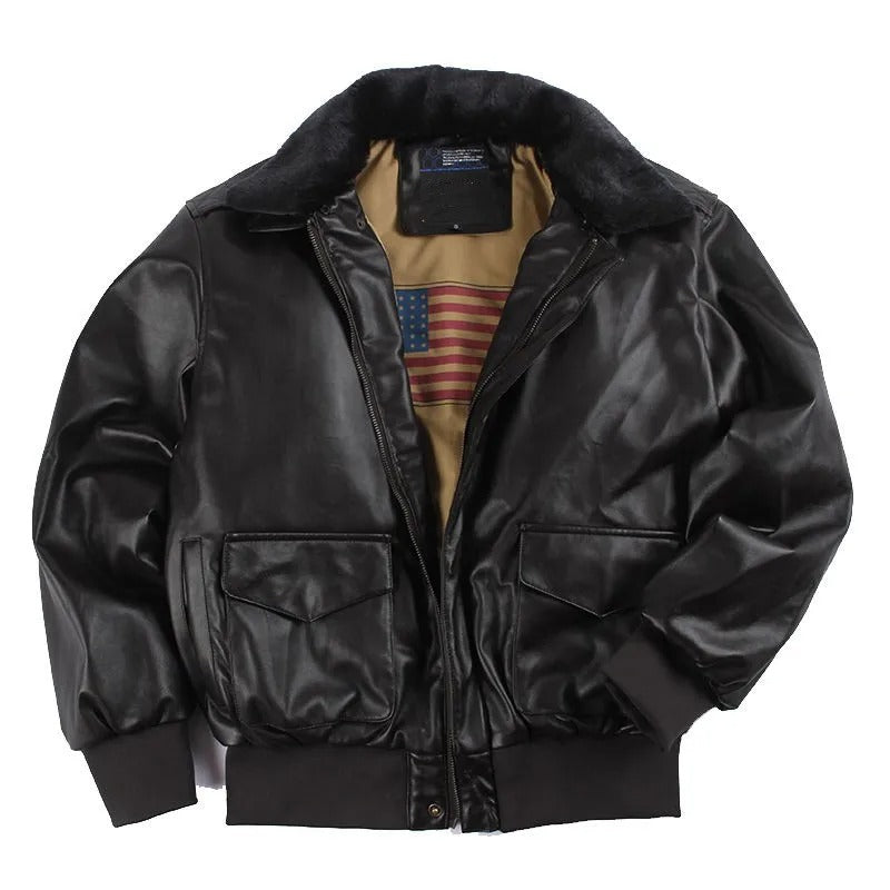 Herren Lederjacke Vintage Motorradjacke Klassisches Design aus Leder für Winter-2