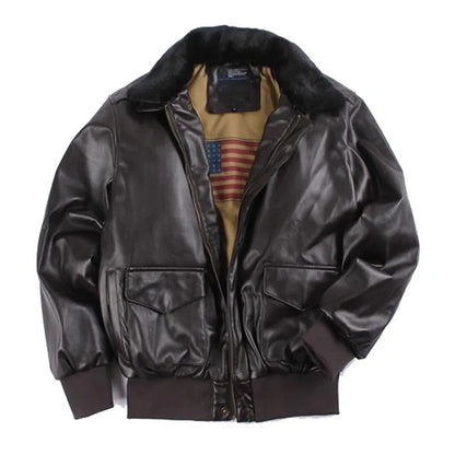 Herren Lederjacke Vintage Motorradjacke Klassisches Design aus Leder für Winter-1