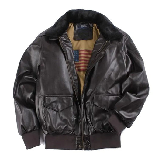 Herren Lederjacke Vintage Motorradjacke Klassisches Design aus Leder für Winter-1