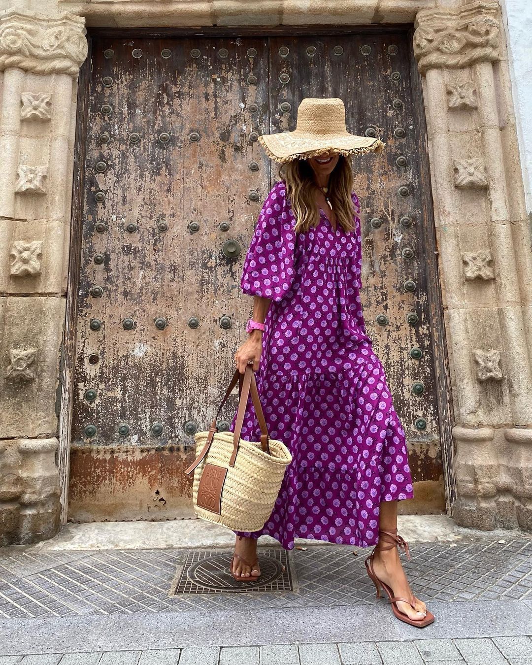 Vintage Bohemian dress with V-neck