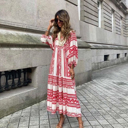 Vintage Bohemian dress with V-neck
