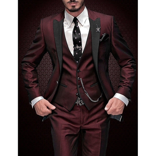 Men's Three-Piece Linen Suit Grey Size M Elegant Blazer Vest Pants-1