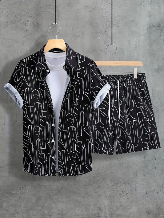 Herren Set Schwarz Größe M Baumwolle - Sommer Outfit für Männer-1