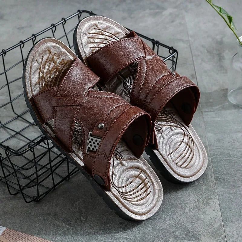 Variant image for Herren Sandalen Braun Größe 42 Leder Kreuzband Komfort-2