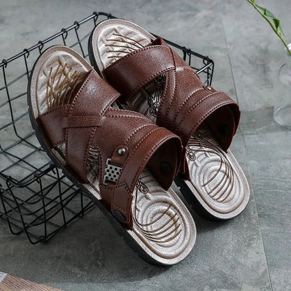 Variant image for Herren Sandalen Braun Größe 42 Leder Kreuzband Komfort-2